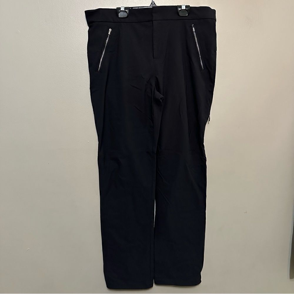 Athleta black straight leg stretch waist pants size 14
